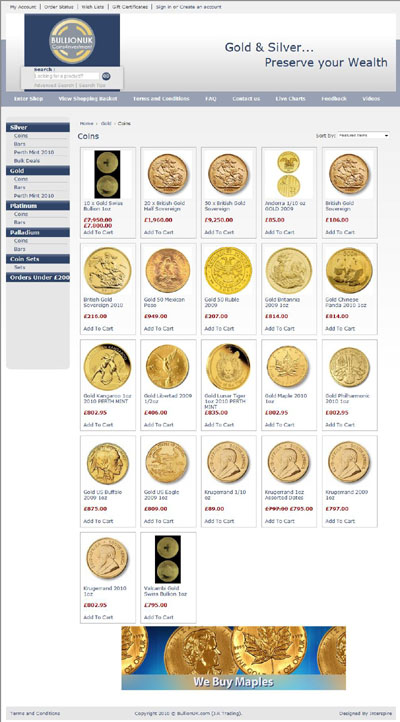 Bullion UK's Gold Coins Page